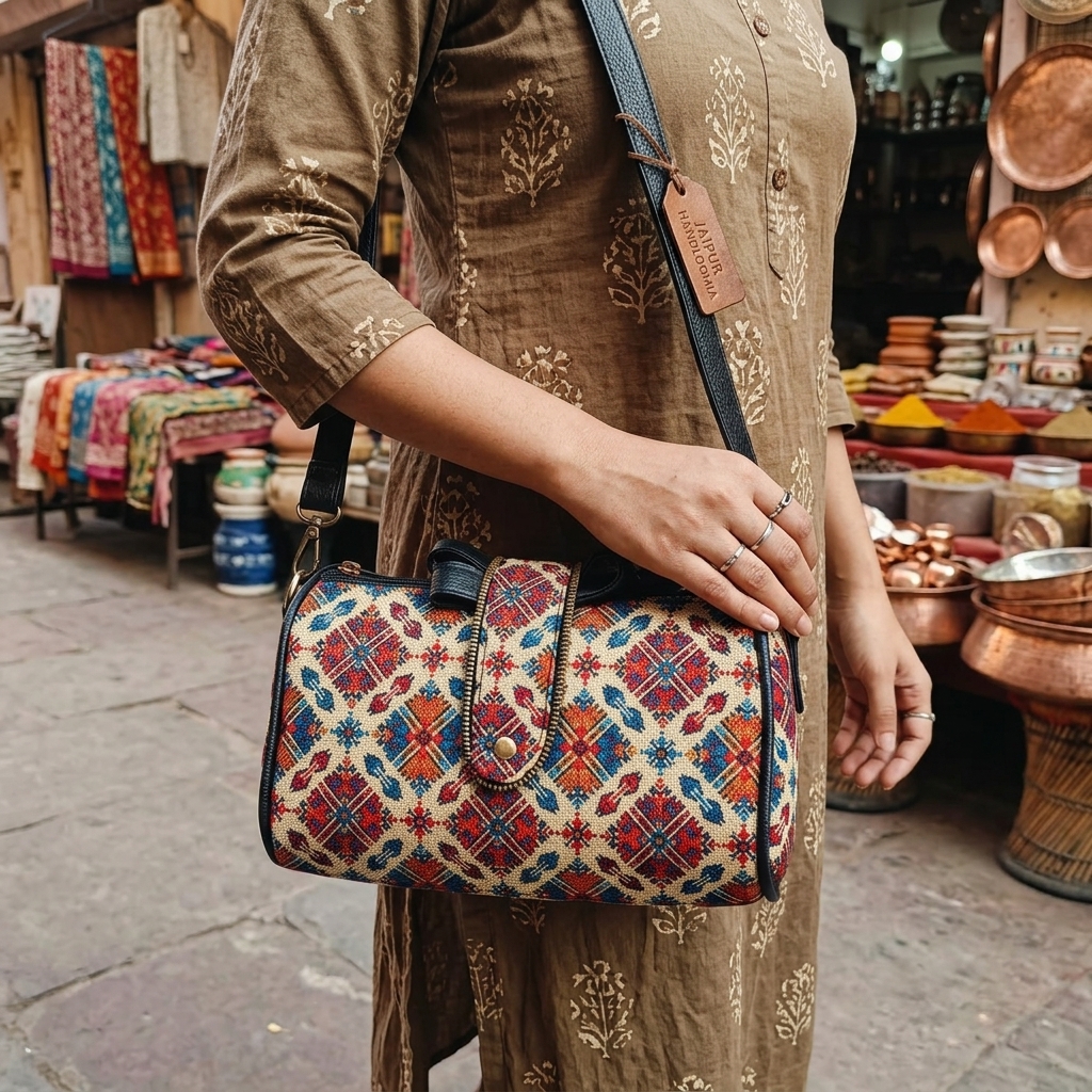 Jaipur Mandala Tapestry Duffle Sling Bag — view 4