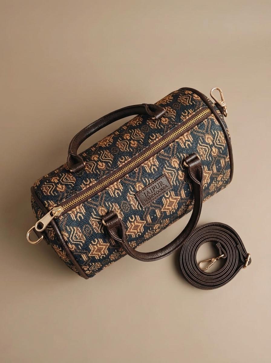 Jaipur Indigo Geometric Cylindrical Sling Bag — view 2