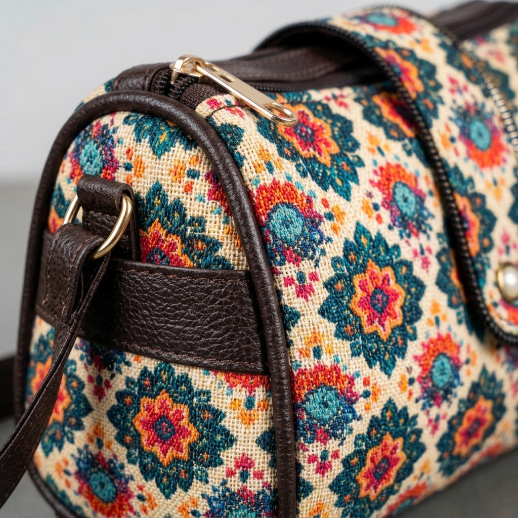 Jaipur Geometric Tapestry Double-Pocket Sling Bag — view 4