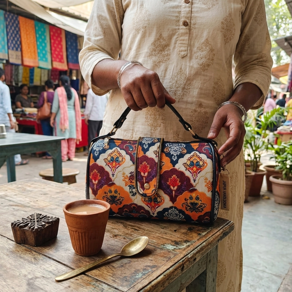 Jaipur Tapestry Floral Cylindrical Bag — view 5
