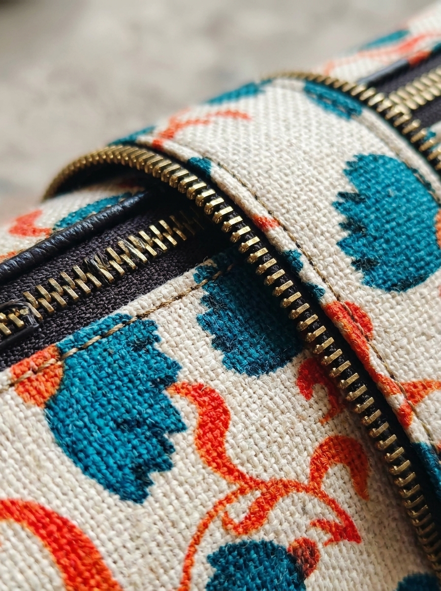 Jaipur Teal & Orange Floral Cylindrical Bag — view 4