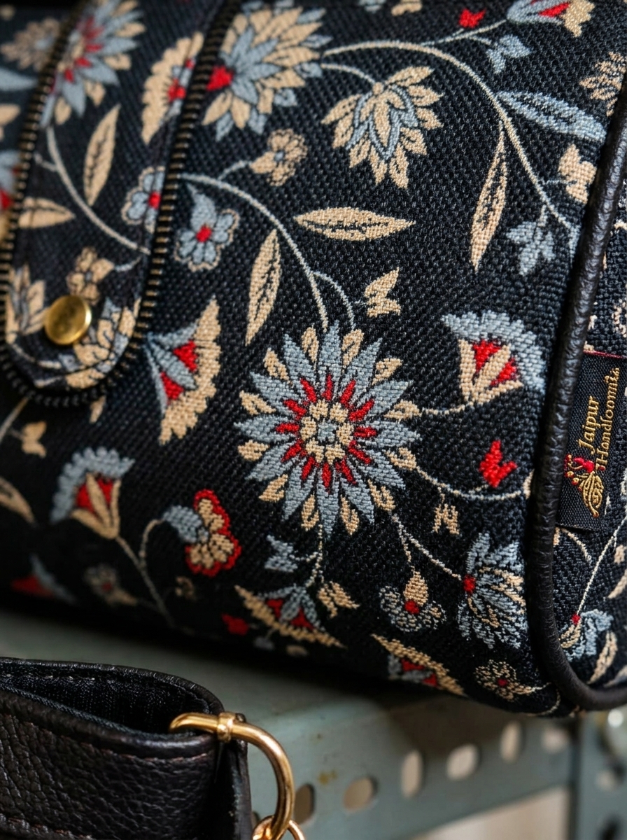 Jaipur Navy Floral Cylindrical Bag — view 3