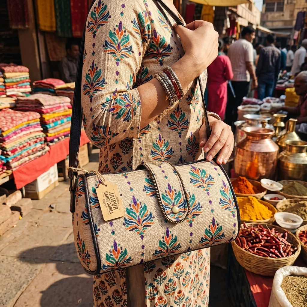 Jaipur Multi-Color Leaf Cylindrical Bag — view 5