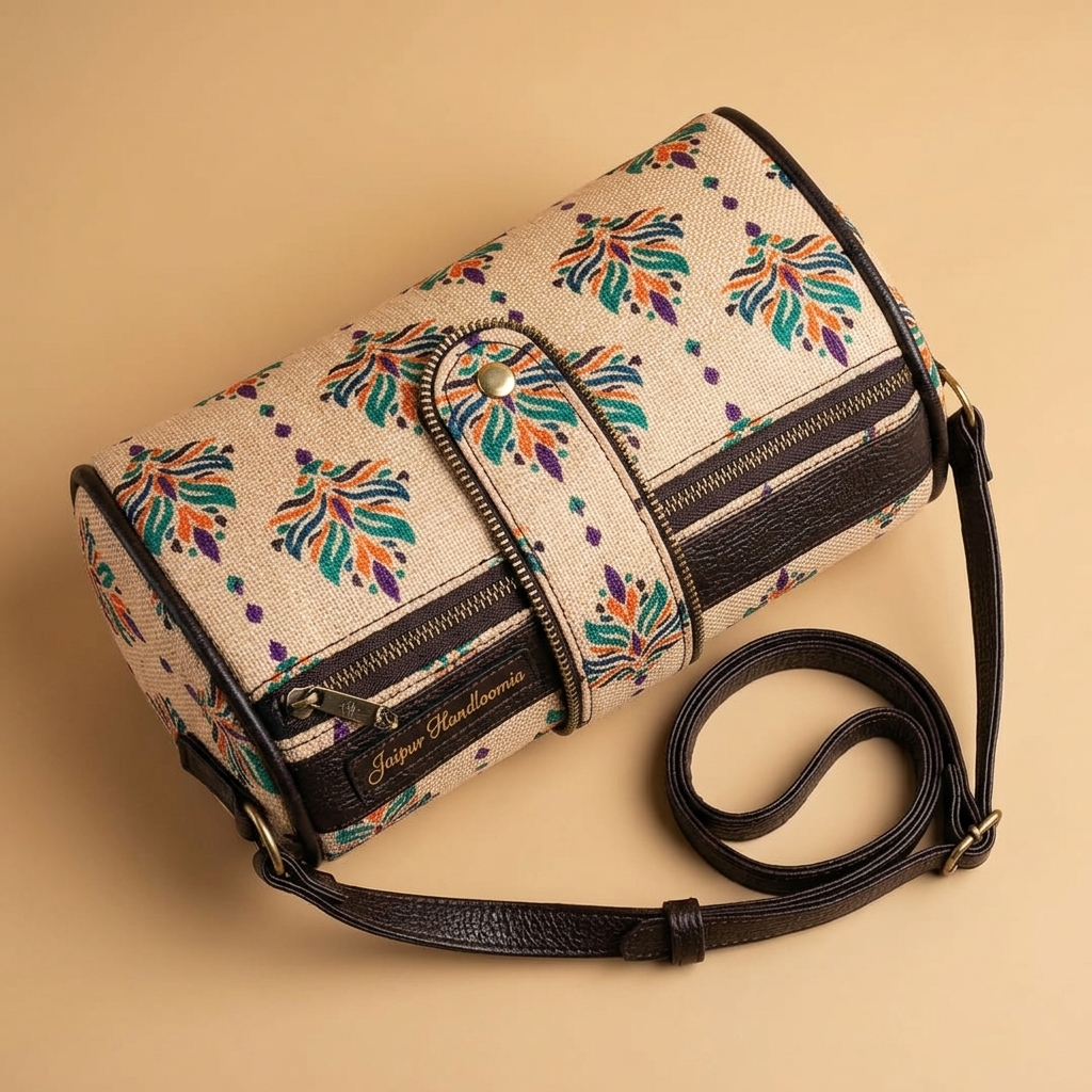 Jaipur Multi-Color Leaf Cylindrical Bag — view 2
