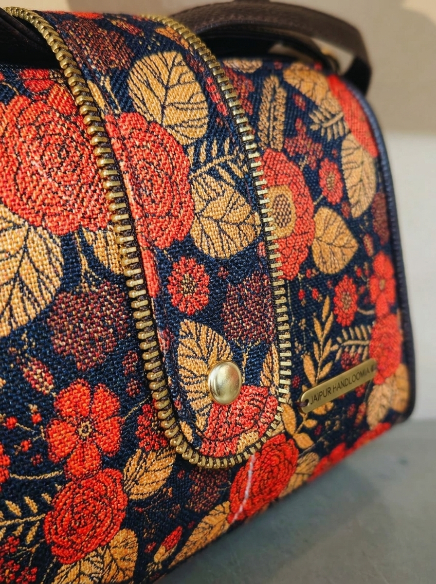 Jaipur Red Floral Cylindrical Bag — view 5