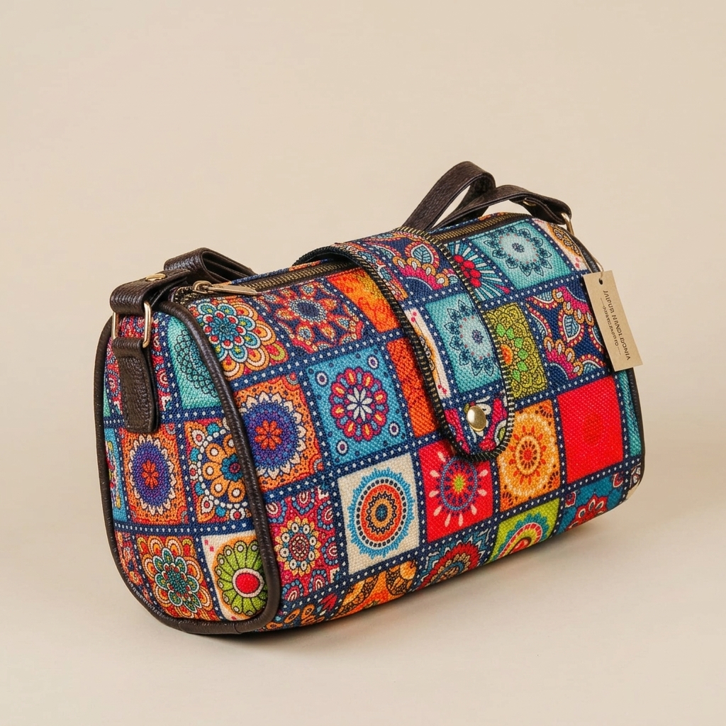 Jaipur Floral Medallion Cylindrical Sling Bag — view 2