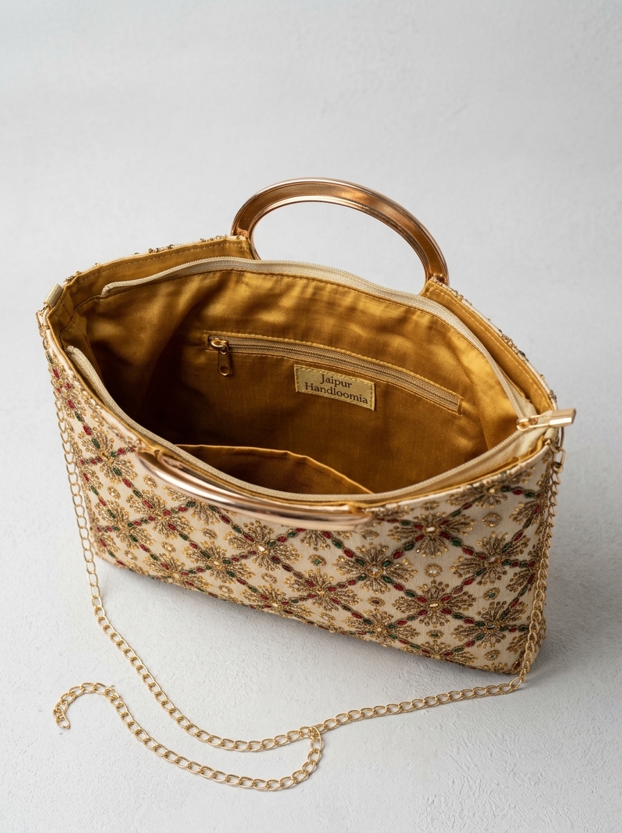 Cream Lattice Bloom Festive Clutch — view 3