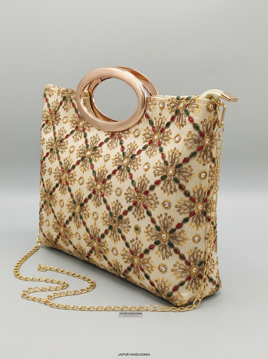 Cream Lattice Bloom Festive Clutch — view 2
