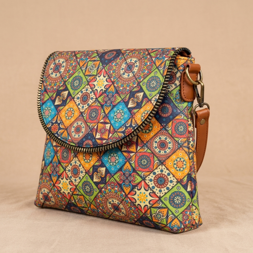 Vibrant Patola Print Double-Pocket Sling Bag — view 2