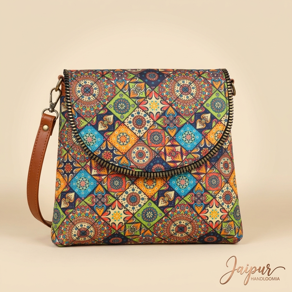 Vibrant Patola Print Double-Pocket Sling Bag