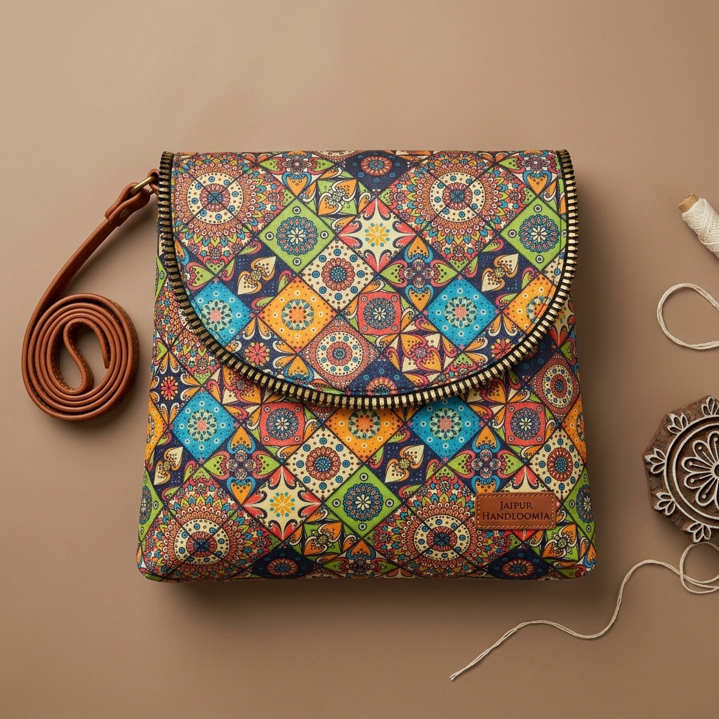 Vibrant Patola Print Double-Pocket Sling Bag — view 3