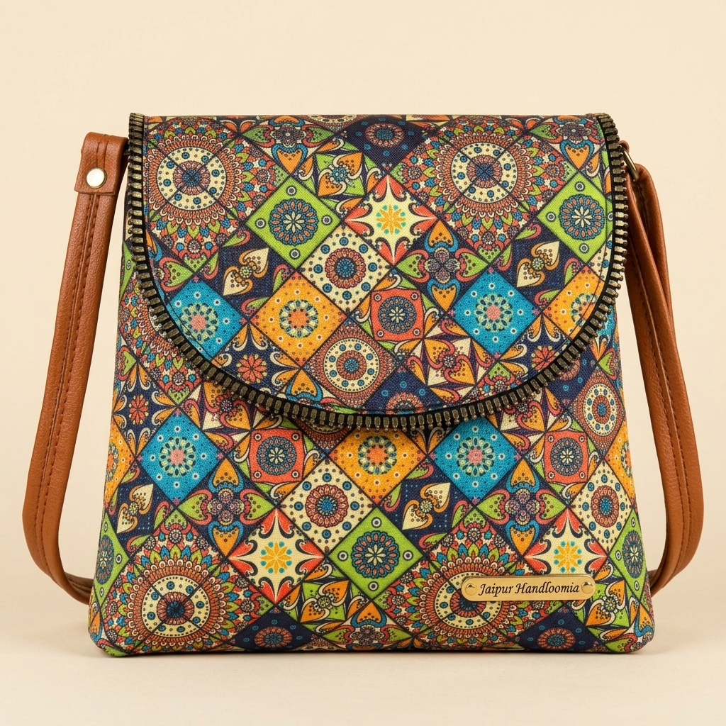 Vibrant Patola Print Double-Pocket Sling Bag — view 4
