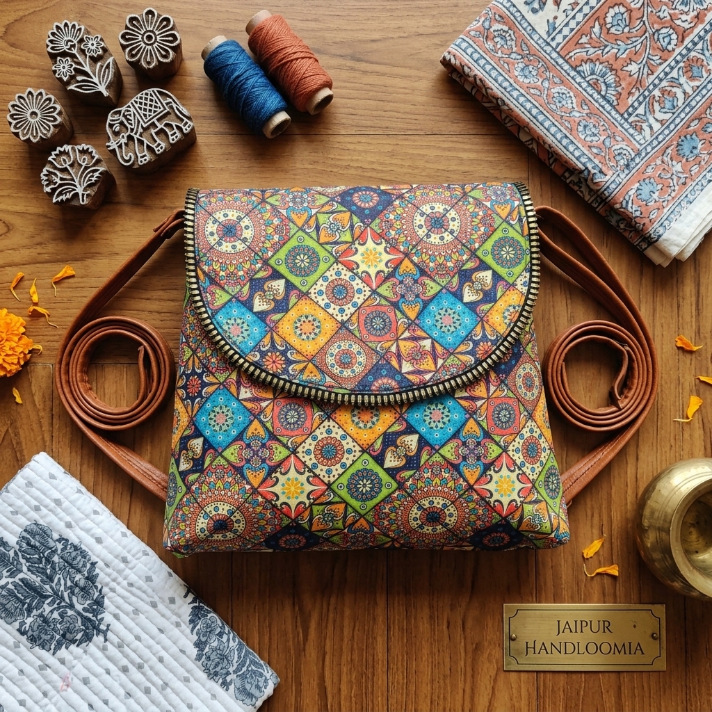 Vibrant Patola Print Double-Pocket Sling Bag — view 5