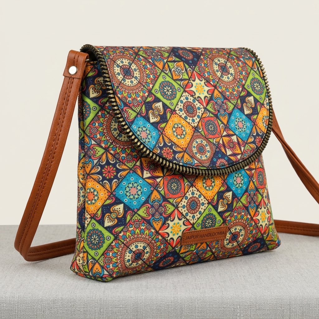 Vibrant Patola Print Double-Pocket Sling Bag — view 6