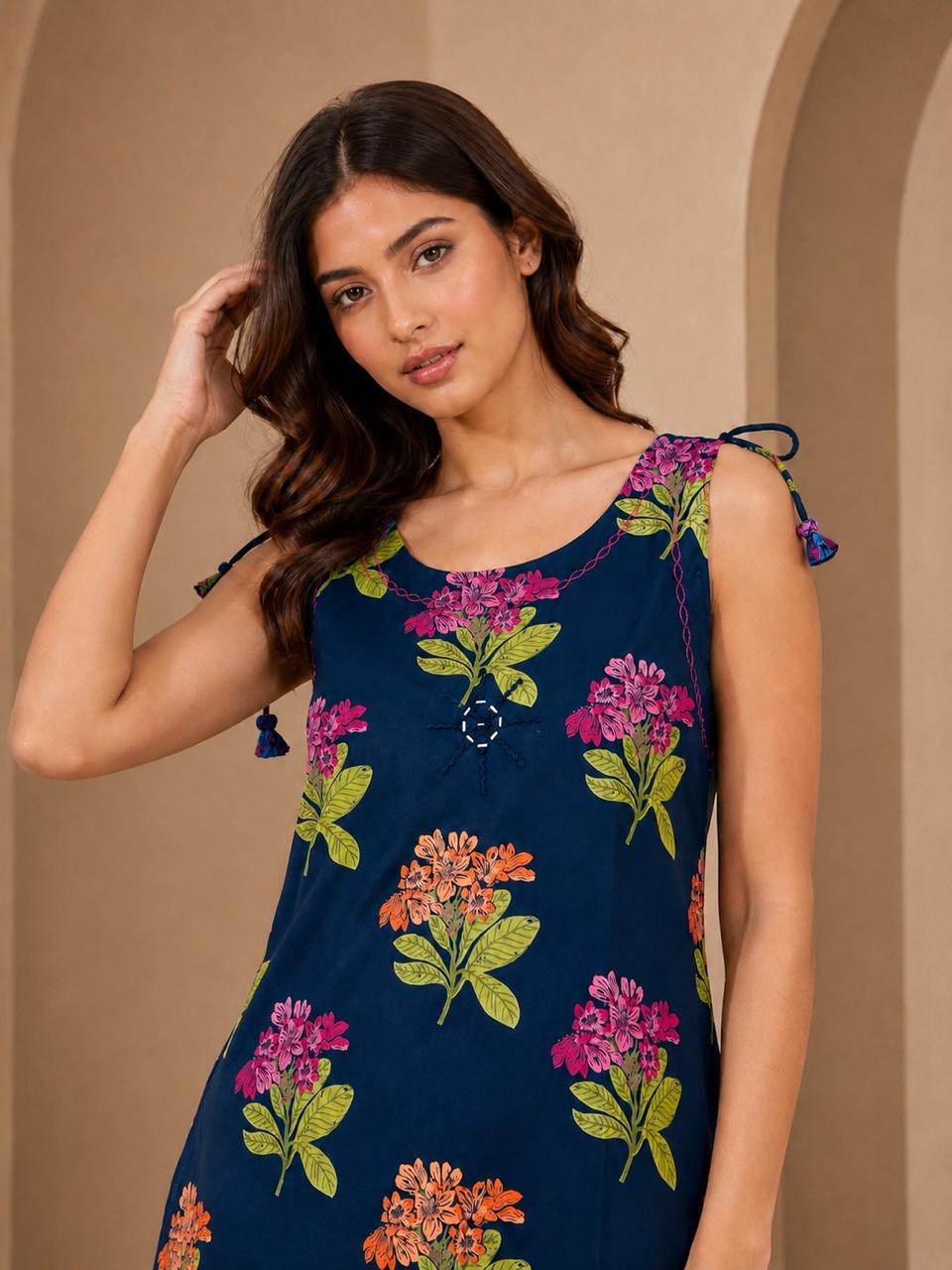 Purple Floral Discharge Print Co-ord Set (Type B) — view 1