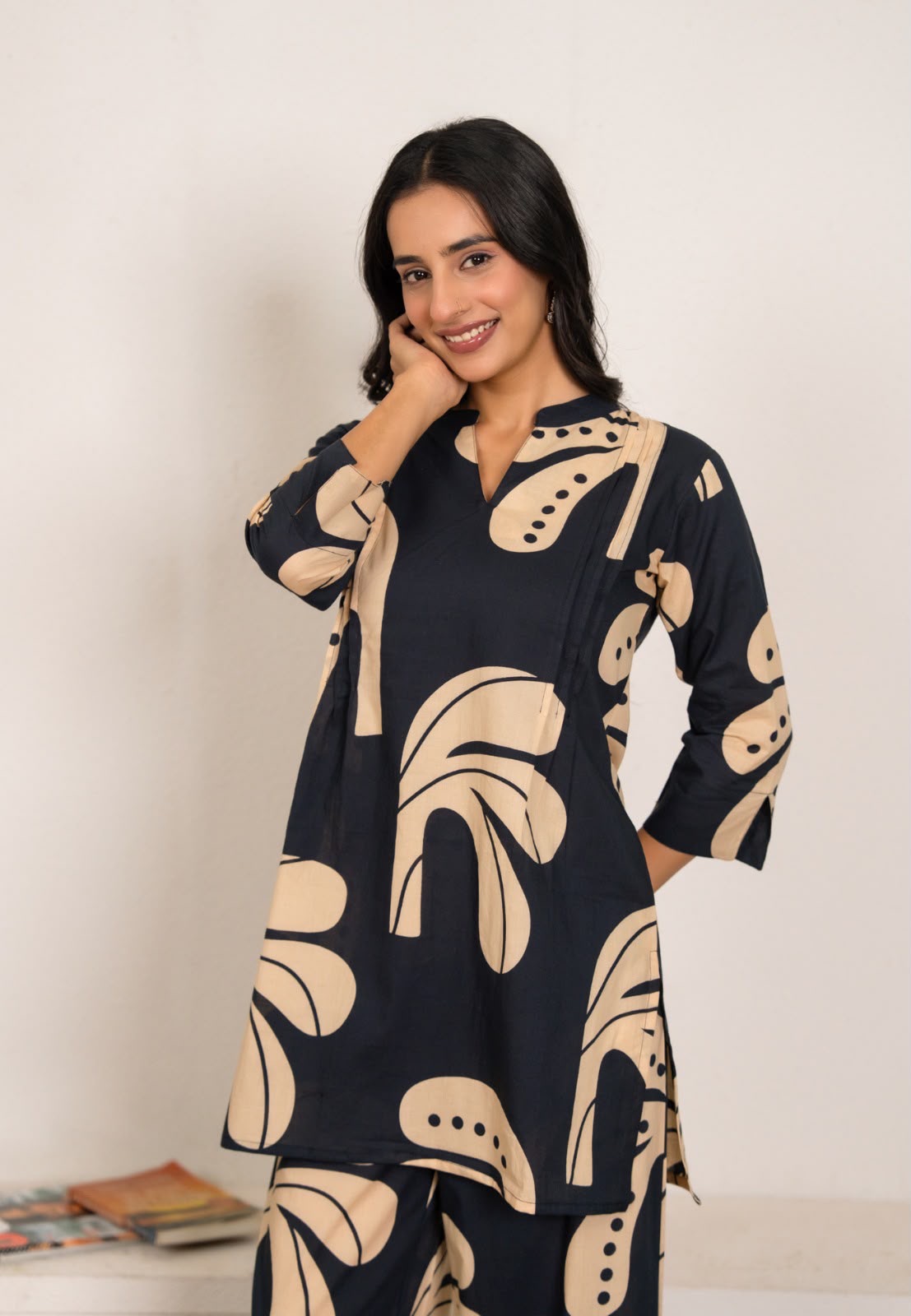 Premium Navy Abstract Cotton Co-ord Set