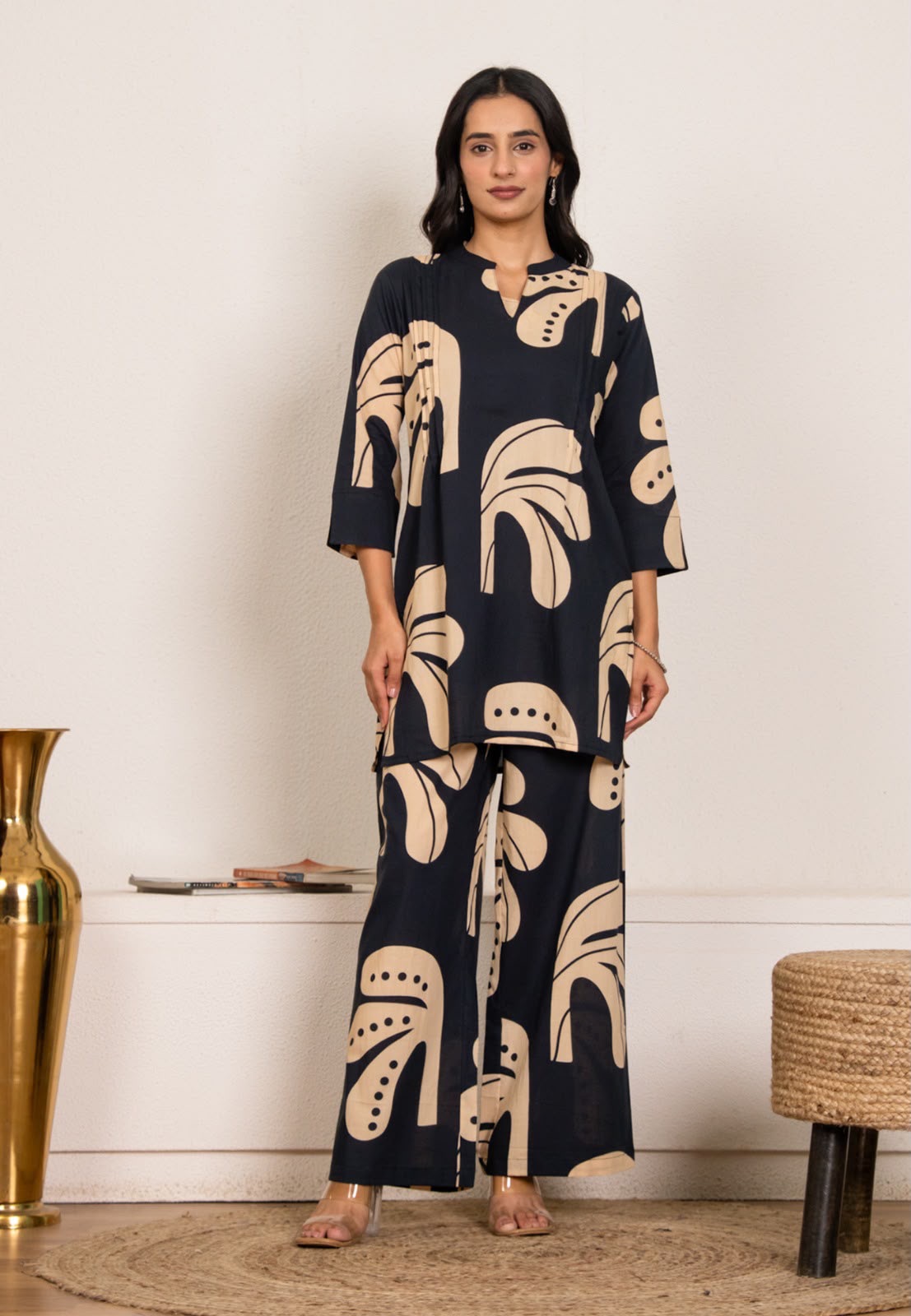 Premium Navy Abstract Cotton Co-ord Set — view 3