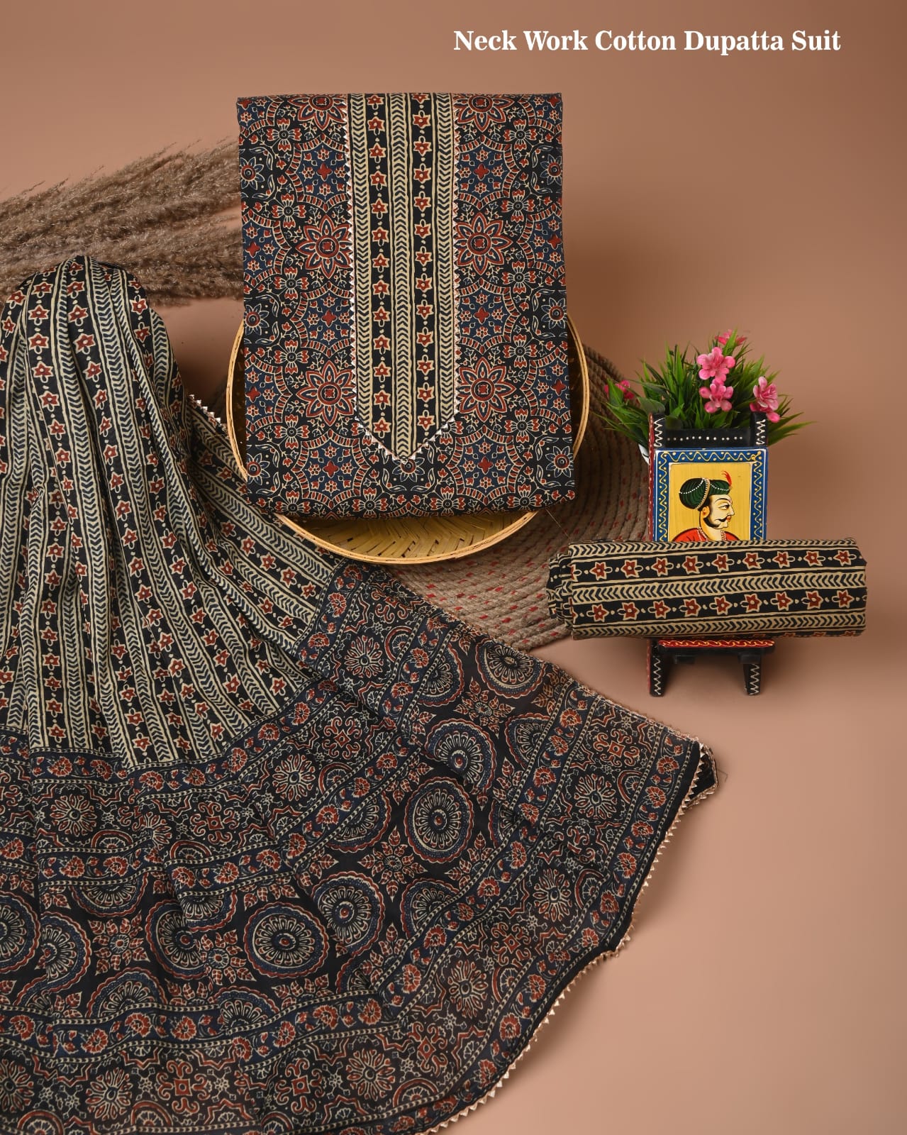 Cotton suits with gota paati work Grey