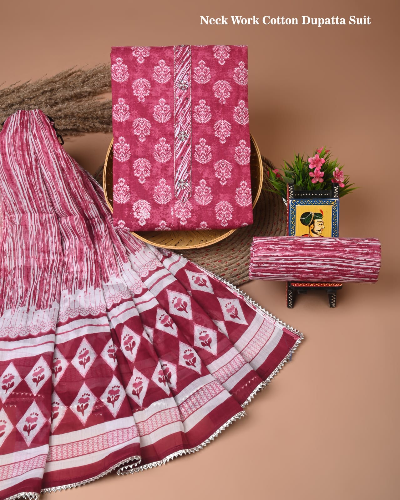 Cotton suits with gota paati work Pink