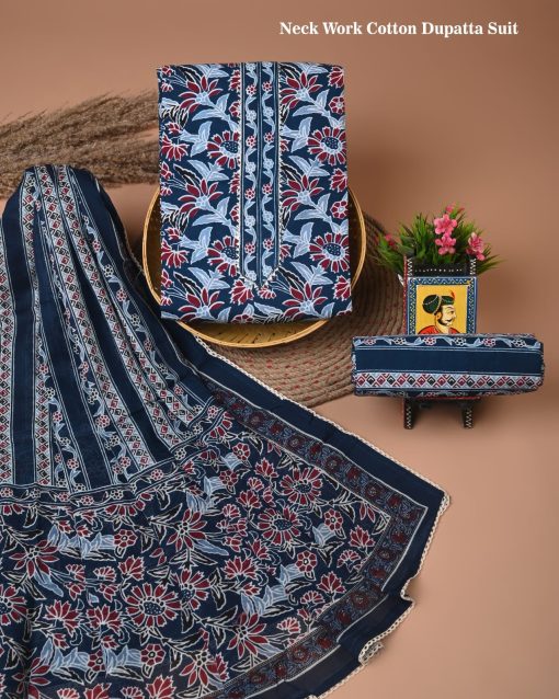 Cotton suits with gota paati work Royal Blue