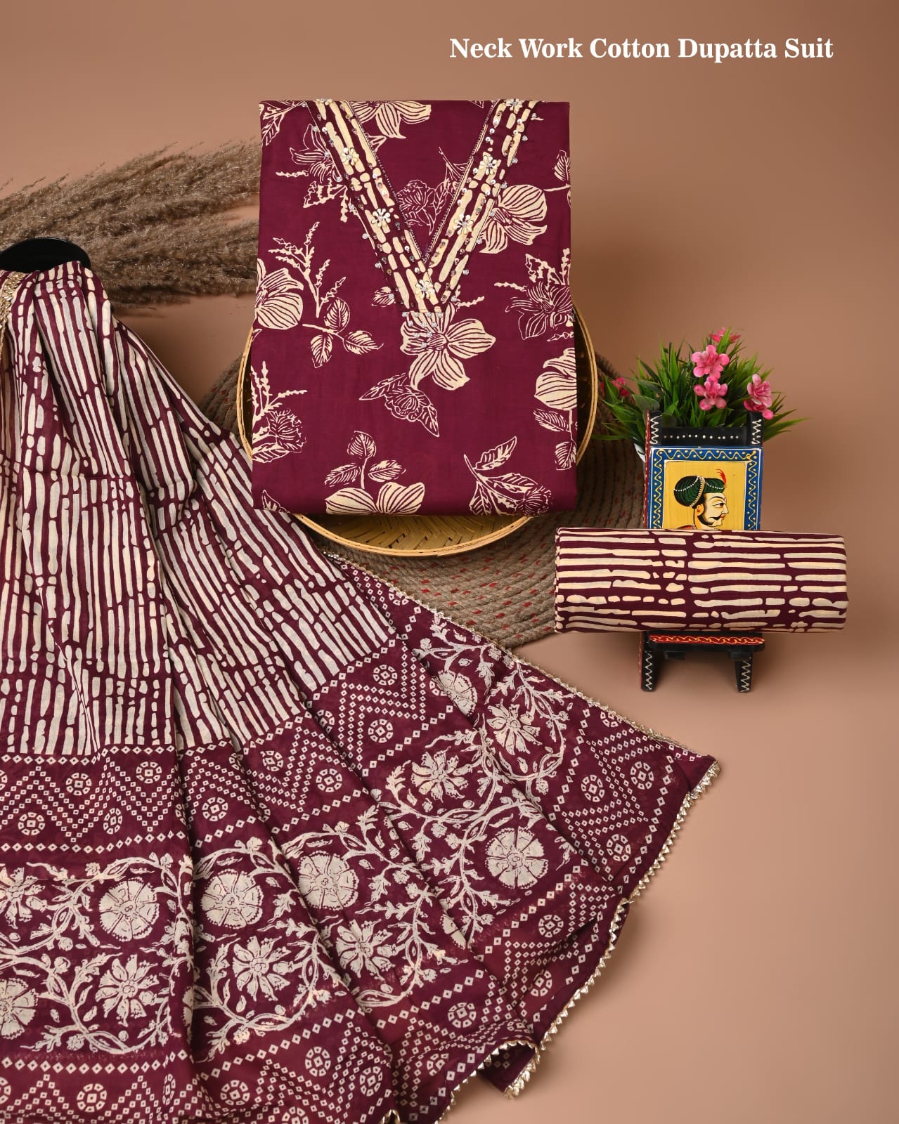 Cotton suits with gota paati work Pansy Purple