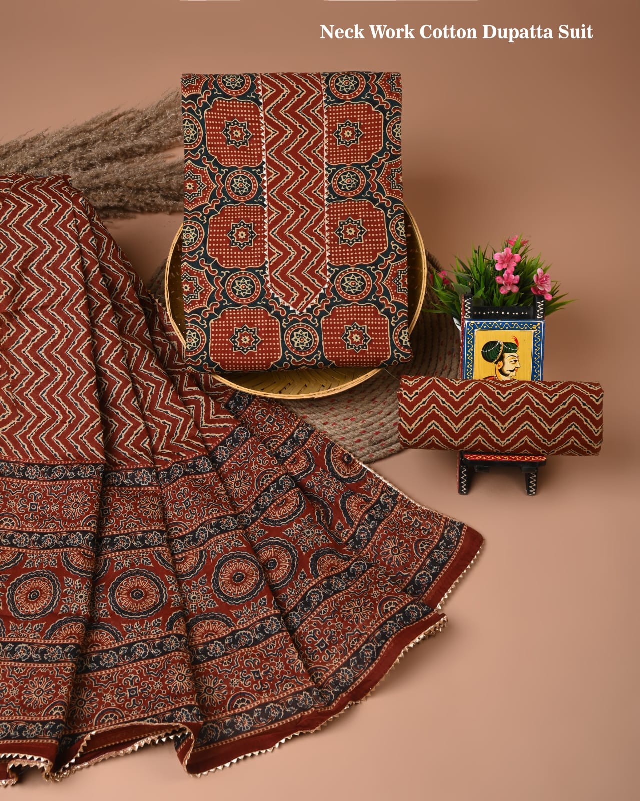 Cotton suits with gota paati work Dark Blue