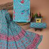 Cotton suits with gota paati work Ocean Blue