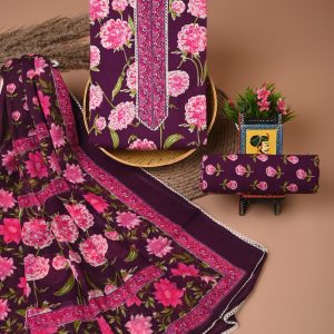 Cotton suits with gota paati work Dark Pink