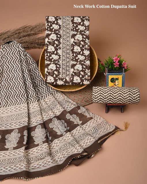 Cotton suits with gota paati work Beage