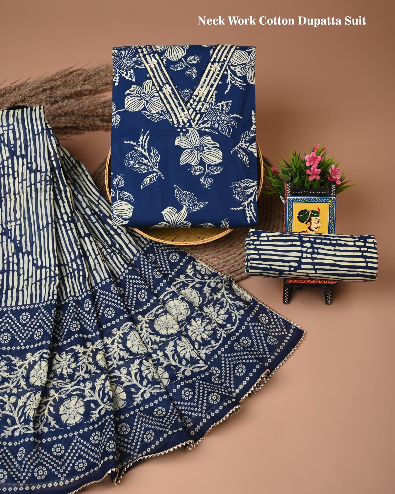 Cotton suits with gota paati work Blue