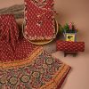 Cotton suits with gota paati work Maroon