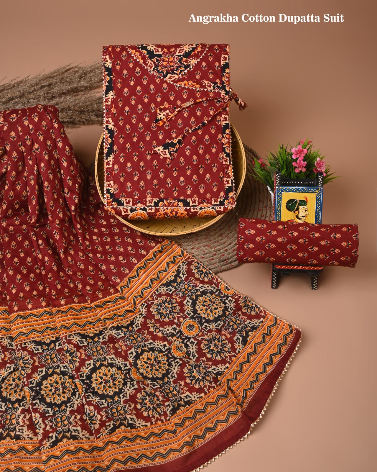 Cotton suits with gota paati work Maroon